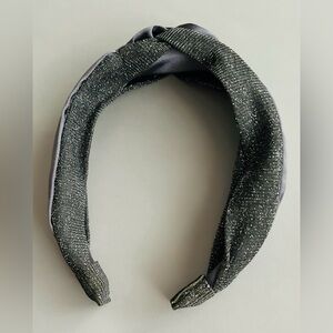 New Glamsquad Silver and Silver Glitter Pleated Knot Fabric Headband Knot GSQ